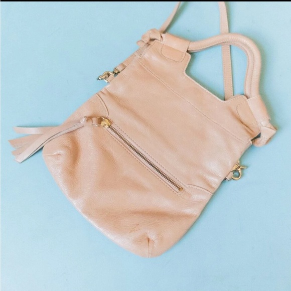 Handbags - Foley + Corinna Tan Genuine Leather Foldover Zip Pocket Crossbody Small Purse